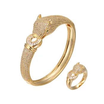 Kvinder ' s animal design armbånd ring to delt sæt af 3A zircon høj kvalitet, luksus temperament hånd smykker populære smykker 149783