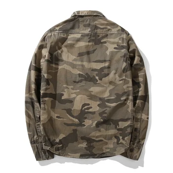 2020 Camouflage Skjorte til Mænd langærmet Værktøj Ren Bomuld Top Europæisk og Amerikansk Retro Gamle Vasket Casual skjortebluser 149929