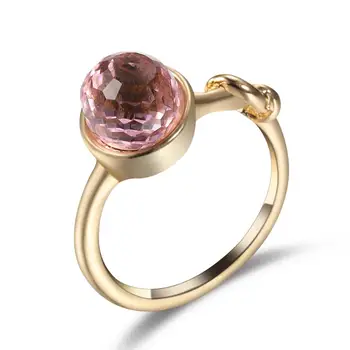 Kobber-Rose Gold Finger Ringe Kinesisk Knude Charme Indlagt Purplish Rød Zircon Frugt Form Ringe Engagement Kvindelige Ringe Smykker