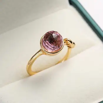 Kobber-Rose Gold Finger Ringe Kinesisk Knude Charme Indlagt Purplish Rød Zircon Frugt Form Ringe Engagement Kvindelige Ringe Smykker