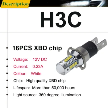 2stk H3C C ' ree Chips 16SMD 80W LED Bil Lys Tåge Kørsel Lampe Dagtimerne Kører DRL Kørelys Auto Pærer, Hvid 6000K Tilbehør