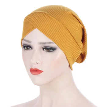 Nye Pullover Hat, Stribet Pande og Krydsede Hood Flerfarvet Base Muslimske Hijab Cap Engros Turbante 150810