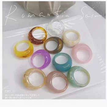 Vintage Gennemsigtig Marmor Mønster, Ringen For Kvinder, Mode, Farverige Akryl Harpiks Geometriske Oval Ring Sommerfest Smykker Gave