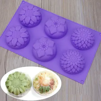 6 grid blomst silikone kage form håndlavet DIY kage silikone brød formen månen kage form for kage værktøj 151037
