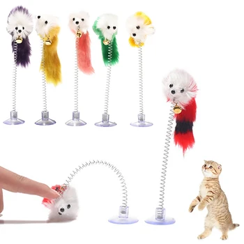 Cat Toy Stick Fjer Wand Med Bell Mus Bur, Legetøj Plastic Kunstige Farverige Kat Teaser Toy Pet Supplies Tilfældig Farve 15109