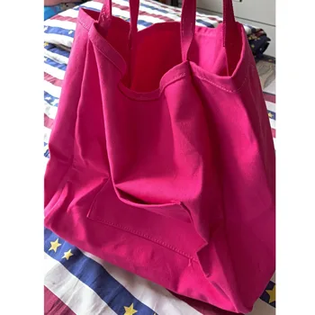 Stor Kapacitet Enkel Fransk Pink Lille Kvindelige Taske Kvinder 2021 Ins Canvas Taske Koreanske Skuldertaske Enkle Alsidige Handbag Tasker