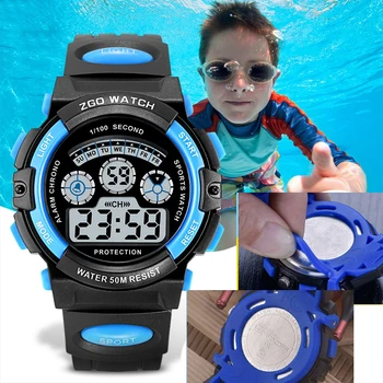 Børns elektroniske ure farve lysende skive liv vandtæt multi-funktion lysende alarm ure ure til drenge og piger 151580