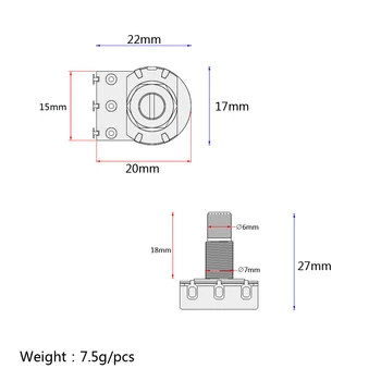 Prewired Afhentning Ledningsnet A500K B500K Potentiometer 6,35 mm Jack 1T1V Potter
