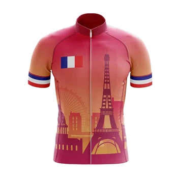 France Eiffel Tower Sommer Røde Trøje Sæt Ciclismo Masculino Bib Kort Gel Åndbar Pad Maillot Ciclismo Hombre 151769