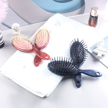 Huiyun Kam Anti-statisk Massage Hair Brush Virvar Detangle Brusebad Salon Hair Styling Frisør Lige Curly Crystal Håndtag 151885