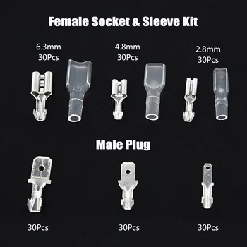 Female&Male Spade 270pcs Wire Terminal Stik 2.8/4.8/6.3 mm Crimp Kits Salg&