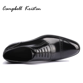 Formel mænd sko læder Oxford sko flad bund blonder design office bryllup høj kvalitet, luksus og elegant læder sko