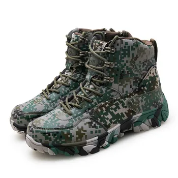 Foråret hot stil udendørs mid-cut militær støvler hiking boots med gummisål 39-47