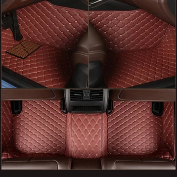 Læder Brugerdefinerede bil gulvmåtte for VW Touran Caddy Tiguan TOUAREG Atlas GOL Caravelle variant Sharan tæppe bil tilbehør