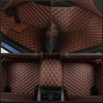 Læder Brugerdefinerede bil gulvmåtte for VW Touran Caddy Tiguan TOUAREG Atlas GOL Caravelle variant Sharan tæppe bil tilbehør