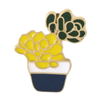 Søde Kaktus Badge Plante Potteplanter Krave Sko Læber Emalje Broche Kokos Blade Dekorative Tegnefilm Pins Taske Badge Tøj 153025
