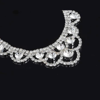 Ny Elegant Krystal Brude Smykker Sæt, Sølv Farve Rhinestone Choker Halskæde, Øreringe Afrikansk Bryllup Smykker Sæt til Kvinder 153225