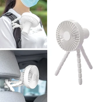Silent Håndholdte Mini-Bærbare Hængende Blæksprutte Form Ventilator Udendørs Baby Klapvogn USB-Genopladelige bordholder Justerbar 153438