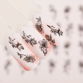 1 Stor Plade Søm Water Decals Blomst, Blade Skyder Overførsel Nail Art Nail Stickers Tatoveringer Wraps DIY Design, Dekoration, Klistermærke 15356