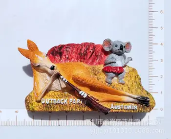 3D Harpiks køleskabsmagneter Australien Kangaroo Køleskab Indsætte Søde Koala Besked Klistermærker Cairns Mijas Dutback Part Souvenir -