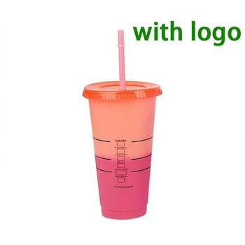 710ml Halm Kop Med Låg Farve Skiftende Kaffe Kop Med Logo Genanvendelige Plast Kopper Kaffe Kop Tumbler Mat Finish kaffebæger