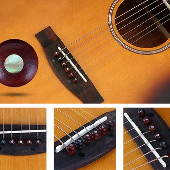 6stk/sæt Guitar Bridge Pin-Træ-Akustiske Guitar Møtrik Guitar Bridge Pin Set med Aftrækker String Instrument Pind DIY Tilbehør