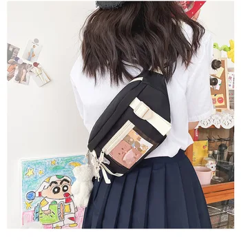 Japansk Solid Farve Enkel Kvinder Mini-Ins Stil Skulder Klare Poser til College Girls School Søde Laptop Taske 2021 Damer 155397