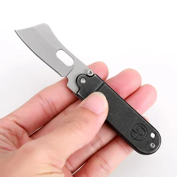 Mini Udendørs Folde Kniv I Rustfrit Stål Stonewashed Nøgle Kæde Vedhæng Vedhæng Ært Form Kniv