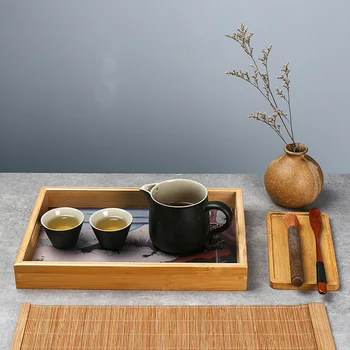 Japansk Bambus Træ Mad Og Serverer Skuffe Træ Vintage Morgenmad Skuffe Køkken Storge yrelsen For Kød, Ost Og Grøntsager