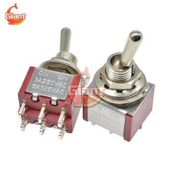 5pcs/lot MTS-202 Toggle Switch 125V 5A 250V 3A 2 Positions 6Pins Single Pole Double Throw SPDT ON-ON 13 * 11.5MM Silver Contacts