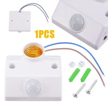 E27 PIR Motion Infrarød Sensor Stikket LED Lampe Base Holder Justerbar lys Kontrol Skifte til Kælderen Spisekammer Socket