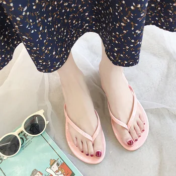 Sommer Fashion-Girl Kvinder, Tøfler Strand Mode Flat Bottom Bære Anti-slip Klip-toe Seaside Sandaler, Klip-Klappere