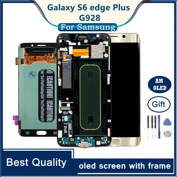 Original Samsung Galaxy S6 Kant+ LCD-G928F SM-G928F Display Frame Touch Screen Montering Erstatning For SAMSUNG S6 EdgePlus 156938
