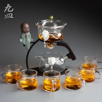 Direkte salg kreative glasplade automatisk te-sæt Zen dovne temaskine magnetiske semi-automatisk Kung Fu te sæt
