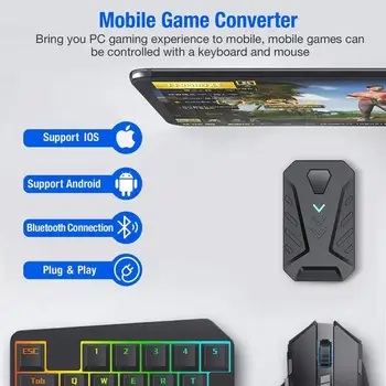 Trådløs Bluetooth 4.0-Adapter Bærbare Mobile Gaming Mus og Tastatur Converter Adapter Mobile Gamepad Controller til IOS Android