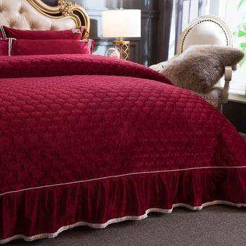 Nye Luksus-Rød Grå Lilla Blå Blød Flannel Velvet Fleece Quiltet Sengetæppe Bed Cover Lagen, Madras dækning Pudebetræk 3stk 157917