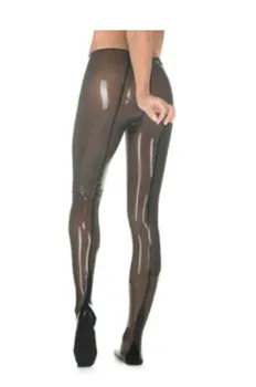 Høj talje gennemsigtig sort latex leggings bukser 158796