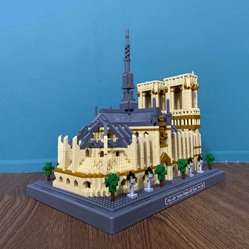 YZ 076 World Architecture Notre Dame de Paris, Kirke, Museum Træ DIY Mini Diamant Blokke, Mursten Bygning Legetøj for Børn, ingen Box 158993