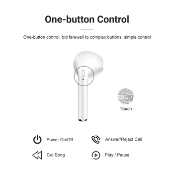 I7Mini TWS Trådløse Hovedtelefoner til iOS Hovedtelefoner Understøtter Bluetooth-kompatibel Trådløs Sport Vandtæt Headset med Mikrofon