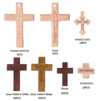5/10/20pcs Træ-Cross Jesus Kristne Religion Vedhæng DIY Håndværk Scrapbooking Træ Ornament Part Indretning 159382