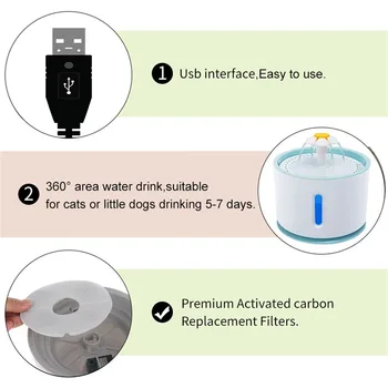 Automatisk Kat Vand Springvand Sensor LED Lysende Intelligent El-Pet Drikke Dispenser USB-Interface Hund Skål Vand-Arkføderen 159621