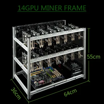 Bitcon Miner 19 GPU Stel Aluminium Minedrift Rig Open Air Tilfælde Stables Til Ethereum Minedrift Rig ETH BTC-XMR Server Rack Chassis 16026