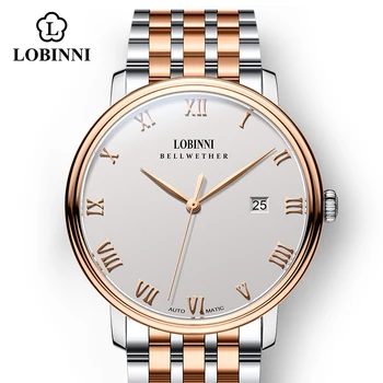 Lobinni Mode Automatic Herre Bevægelse Se Top Mærke Luksus Mandlige Armbåndsur I Rustfrit Stål Dato Vandtæt Design 2020 Ny
