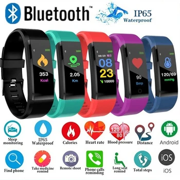 115 Plus Smart Ur Bluetooth-Sport Ure Sundhed Smart Armbånd Puls, Trænings-Og Skridttæller Armbånd Vandtæt Mænd Ur