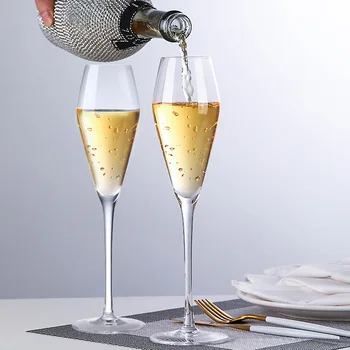 2stk Skænket Champagne Glas Blyfri Krystal Glas Vin Kop Sød Vin Glas Mousserende Vin Glas Bar Bryllup Familie Drink Glas