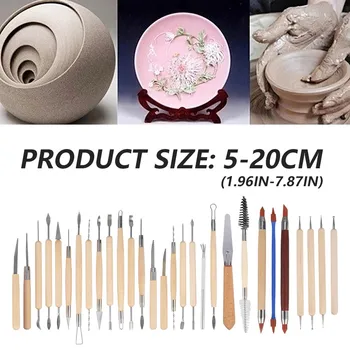 42pcs Kunst Håndværk Ler Skulptur Værktøjer Keramik Carving Værktøj, Keramik & Keramik Keramik Træ-Håndtag modellervoks Værktøjer