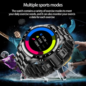 LIGE 2021 Fuld cirkel touch screen steel Band luksus Bluetooth ringe til Mænd, smart ur Vandtæt Sport Aktivitet, fitness ur+max