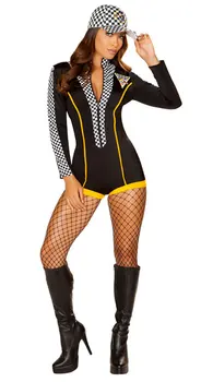 Sexy Miss Super Car Racer Racing Buksedragt Halloween Kvinder Natklub Catsuit School Cheerleader Pige Kostume