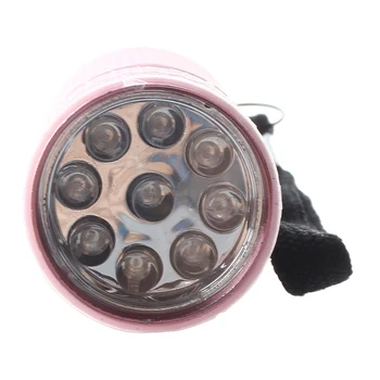 Fremme! Udendørs Mini Pink Gummi Belagt 9-LED Lommelygte Torch