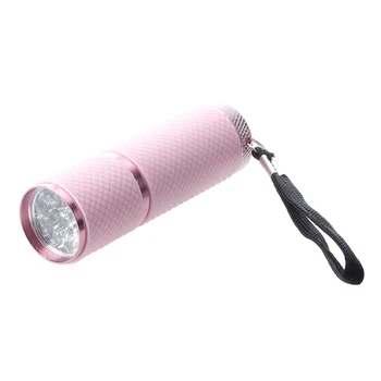 Fremme! Udendørs Mini Pink Gummi Belagt 9-LED Lommelygte Torch